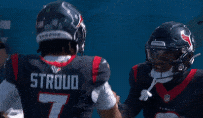 Two Football Players With Stroud On Jerseys GIF