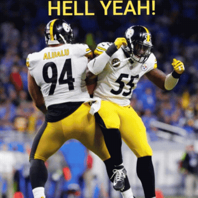 Two Football Players With The Number 94 And 53 On Their Shirts GIF