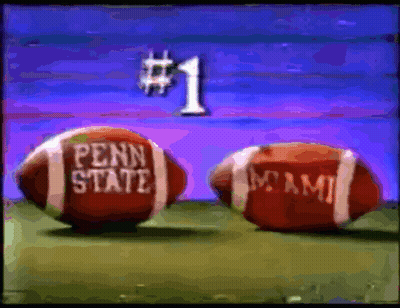 Two Footballs Saying Penn State And Miami GIF