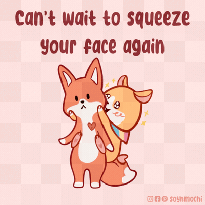 Two Foxes Hugging With Can't Wait To Squeeze Your Face Again GIF