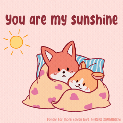 Two Foxes Sleeping Under Blanket You Are My Sunshine GIF