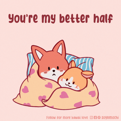 Two Foxes Sleeping Under Blanket You're My Better Half GIF