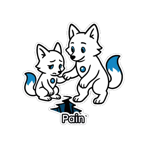 Two Foxes Sticker With Pain Sticker