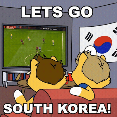 Two Foxes Watching Soccer Game Let's Go South Korea GIF