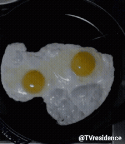 Two Fried Eggs On Black Plate @Tvresidence GIF