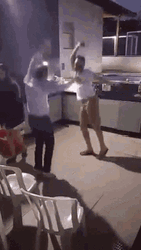 Two Friends Jumping Happily GIF