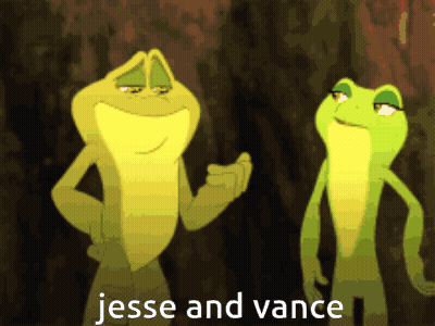 Two Frogs With Text Jesse And Vance GIF