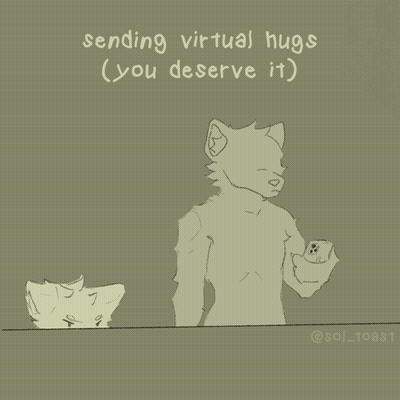 Two Furry Characters Sending Virtual Hugs GIF