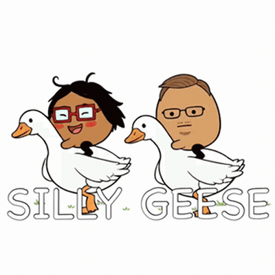 Two Geese Cartoon Saying Silly Geese GIF