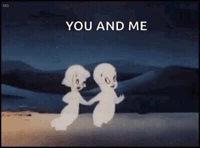 Two Ghosts Holding Hands Saying You And Me GIF