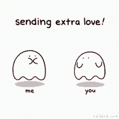 Two Ghosts Holding Heart Sending Love GIF