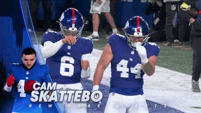 Two Giants Football Players Standing GIF