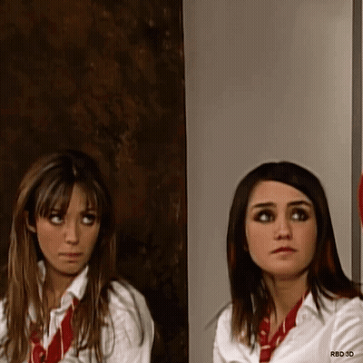 Two Girls Are Standing Next To Each Other With Rbd 3D On The Bottom Right GIF