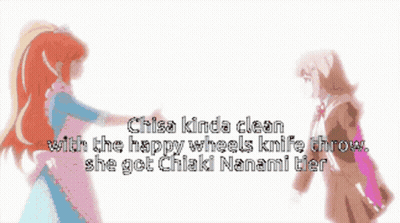 Two Girls Chisa Kinda Clean Happy Wheels Knife Throw GIF
