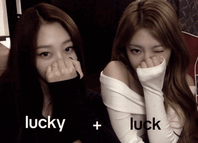 Two Girls Covering Faces Lucky And Luck GIF