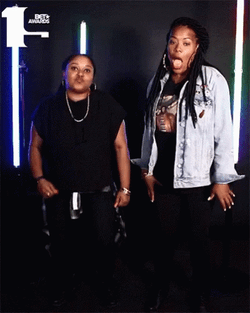 Two Girls Dance Milly Rock While Blowing Kiss GIF