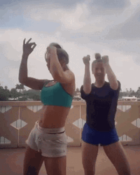 Two Girls Dancing Holiday Party GIF