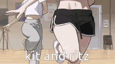 Two Girls Dancing With Kit And Ritz GIF