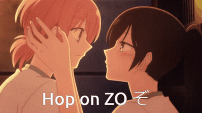 Two Girls Hop On Zo GIF