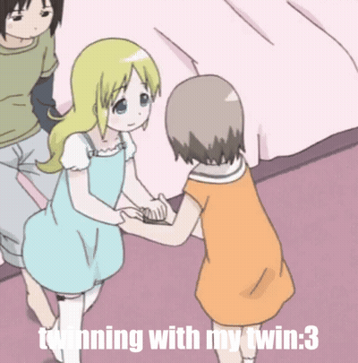 Two Girls In Dresses Saying I Love My Twin Sister GIF