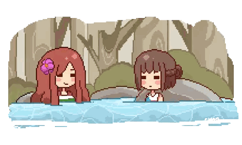 Two Girls In Pool Pixel Art Sticker
