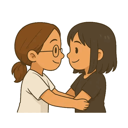 Two Girls Kissing With Eyes Closed Sticker