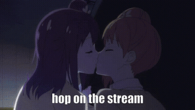 Two Girls Kissing With Hop On The Stream GIF