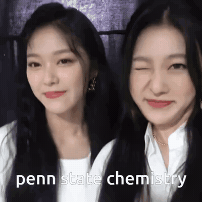 Two Girls Posing One Wearing Penn State Chemistry Shirt GIF