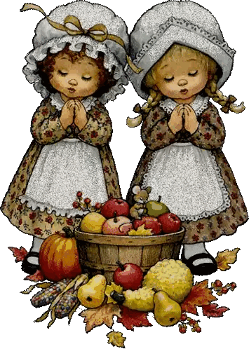 Two Girls Praying In Front Of Fruit Basket Sticker