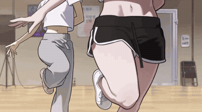 Two Girls Running With Lm Sign GIF