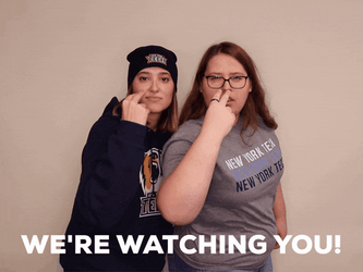 Two Girls Say We're Watching You GIF