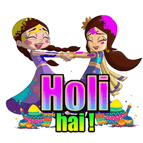 Two Girls Shaking Hands Holi Hai Sticker