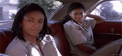 Two Girls Sitting In Back Seat Of Car GIF