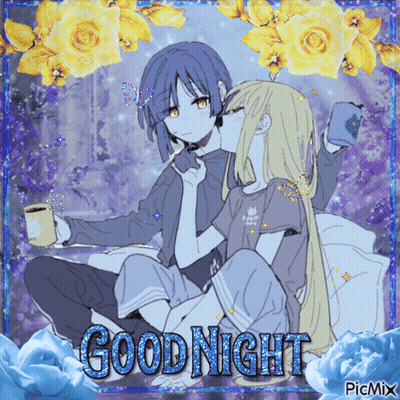 Two Girls Sitting On Bed Saying Good Night GIF