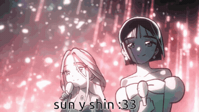 Two Girls Standing Next To Each Other Saying Sun Y Shin 33 GIF