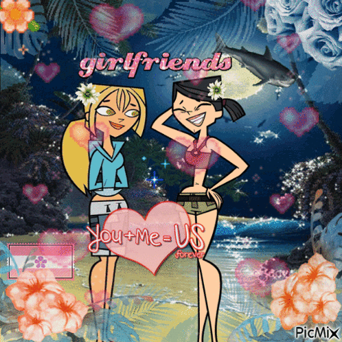 Two Girls With Girlfriends Text GIF