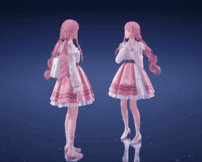 Two Girls With Pink Hair Standing Together GIF