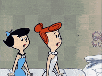 Two Girls With Spiky Hair Looking Up GIF