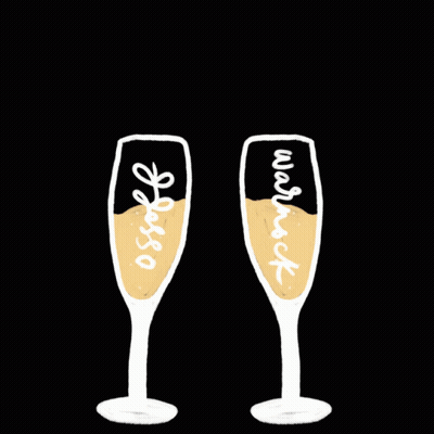 Two Glasses Of Champagne Toasting With The Words New Year New Georgia GIF