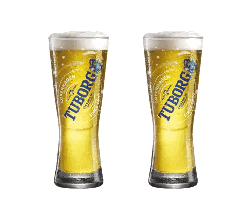 Two Glasses Of Tuborg Beer With Foam Sticker
