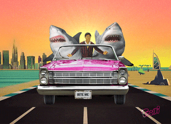 Two Goblin Shark In A Car Road Trip GIF