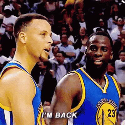 Two Golden State Warriors Basketball Players Talking GIF