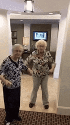 Two Grandma Dancing Slow Funny GIF