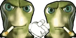 Two Green Cartoon Characters Shaking Hands Sticker