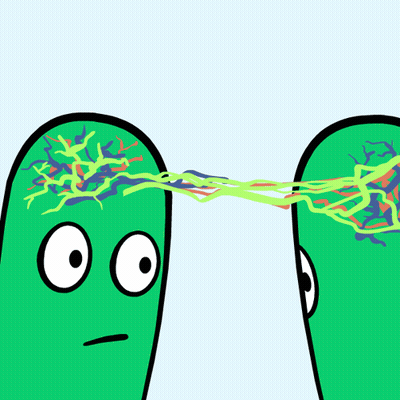Two Green Heads With String GIF
