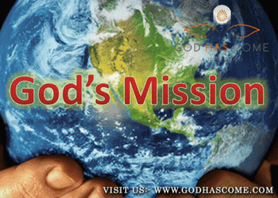 Two Hands Holding A Globe With The Words God 'S Mission GIF
