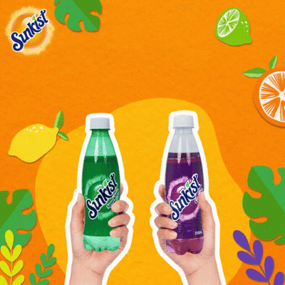 Two Hands Holding Two Bottles Of Sunkist Drinks GIF