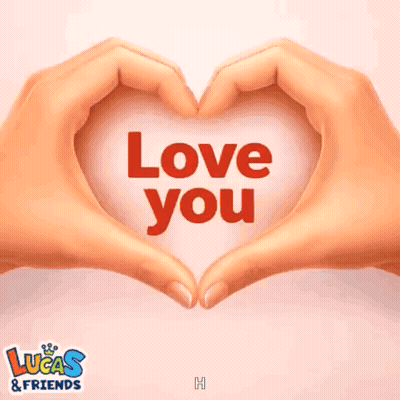 Two Hands Make A Heart Shape With The Words " Love You " GIF