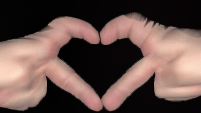 Two Hands Make A Heart Shape With Their Fingers On A Black Background GIF