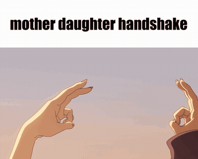 Two Hands Making Triangle Mother Daughter Handshake GIF